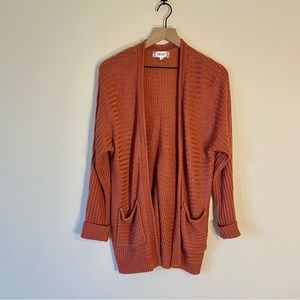 Pink Rose Coral Knit Cardigan Sweater Size M